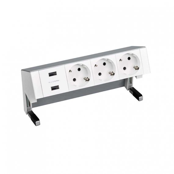 Фотография товара 'Simon 42423000-133 Настольный x4 розеточный блок, 3x2P+E, USB A+A з/у'