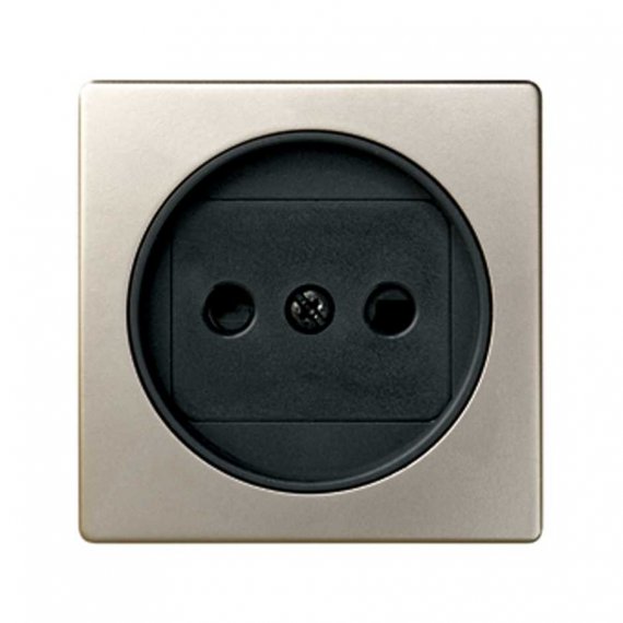 Фотография товара 'Simon 82040-34 Накладка со шторками для розетки 2Р цвета шампань/графит S82'