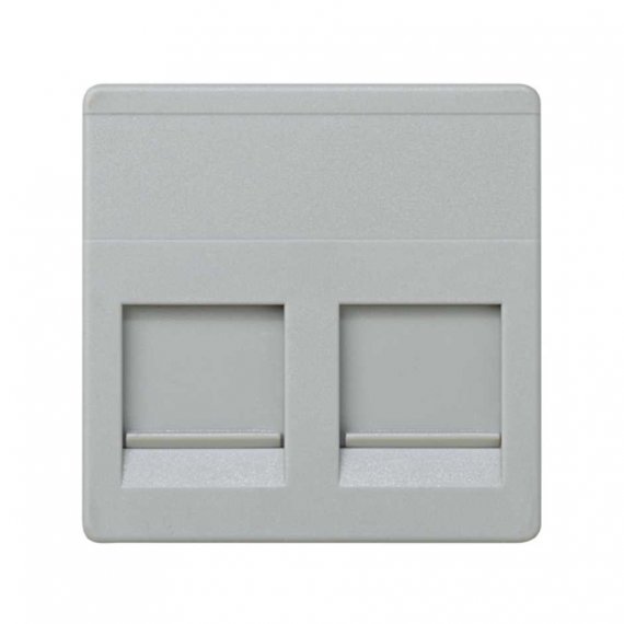 Фотография товара 'Simon 27486-37 Накладка прямая со шторками на 2 разъема RJ45'