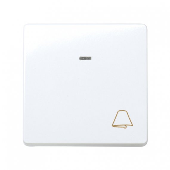 Фотография товара 'Simon 27160-65 Кнопочный выключатель с подсветкой и пикт."Звонок", 10A 250В'