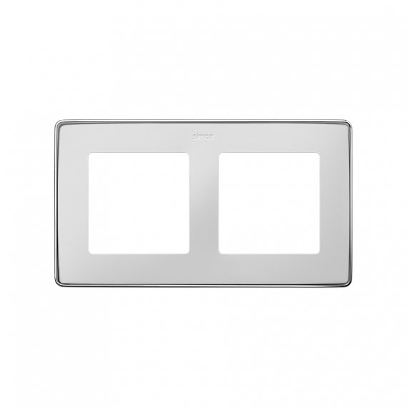 Фотография товара 'Simon 8201620-244 Рамка на 2 поста, белый/металл.хром, S82D'