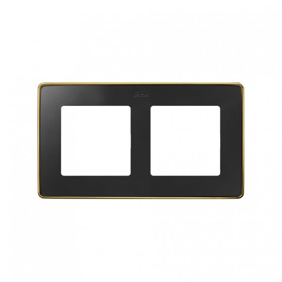 Фотография товара 'Simon 8201620-242 Рамка на 2 поста, графит/металл.золото, S82D'