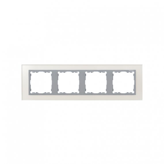 Фотография товара 'Simon 82947-62 Рамка на 4 поста, стекло, серебро/алюминий, S82N'