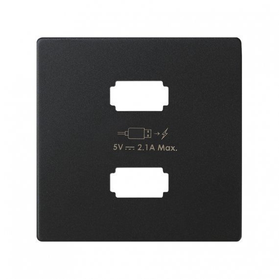 Фотография товара 'Simon 8221096-098 Накладка для заряд.устройства 2xUSB, мат.черный, S82C'