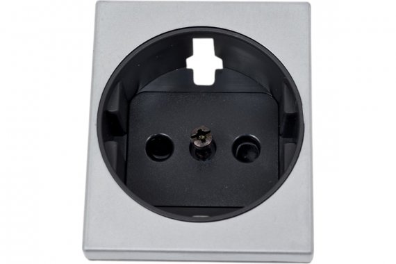 Фотография товара 'Simon 82041-53 Накладка со шторками для розетки Schuko 2Р+Е, алюминий/графит, S82Centr'