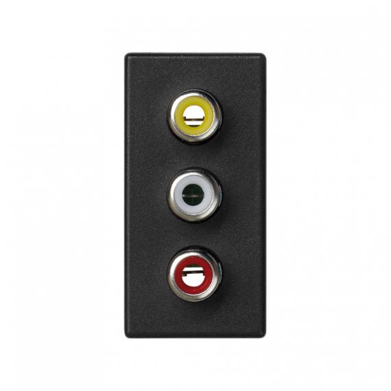 Фотография товара 'Simon K105B-14 Розетка узкая 3RCA, графит, K45, Connect'