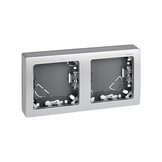 Фотография товара 'Simon 73620-63 Рамка на 2 поста для горизонтального монтажа цвета алюминий 73 Loft'