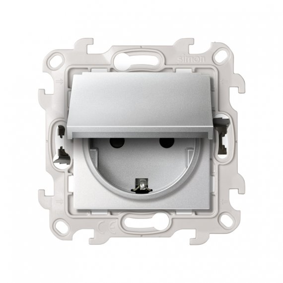 Фотография товара 'Simon 2420448-033 Розетка IP44 с крышкой и шторками Schuko 2Р+Е, 16A 250В'