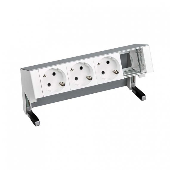 Фотография товара 'Simon 42403000-133 Настольный x4 розеточный блок, 3х2P+E, 1 пустой модуль'