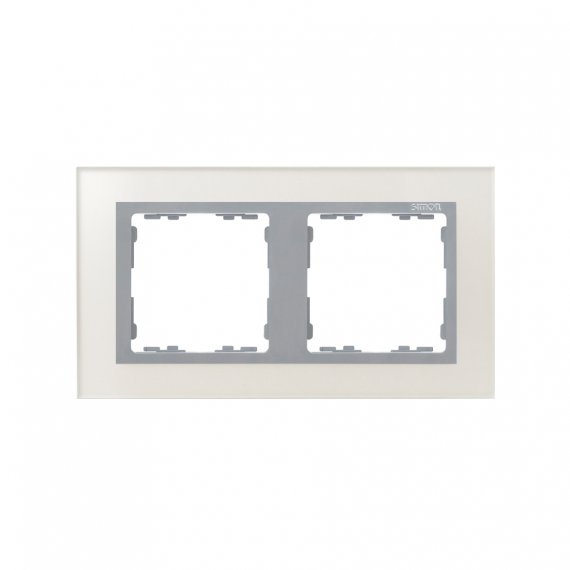 Фотография товара 'Simon 82927-62 Рамка на 2 поста, стекло, серебро/алюминий, S82N'