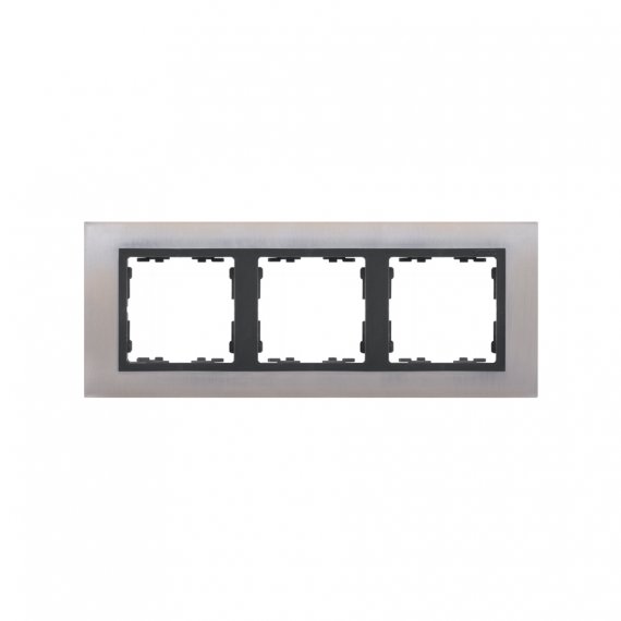 Фотография товара 'Simon 82837-37 Рамка на 3 поста, металл, нерж.сталь/графит, S82N'
