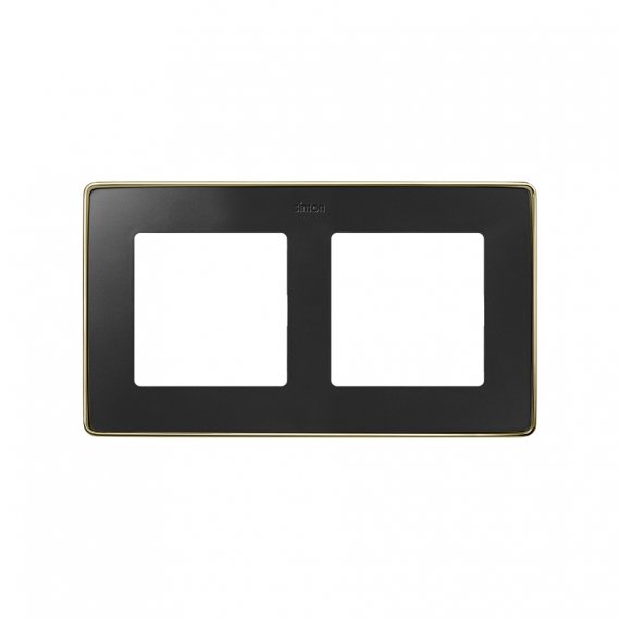 Фотография товара 'Simon 8201620-394 Рамка на 2 поста, мат.черный/металл.шампань, S82D'