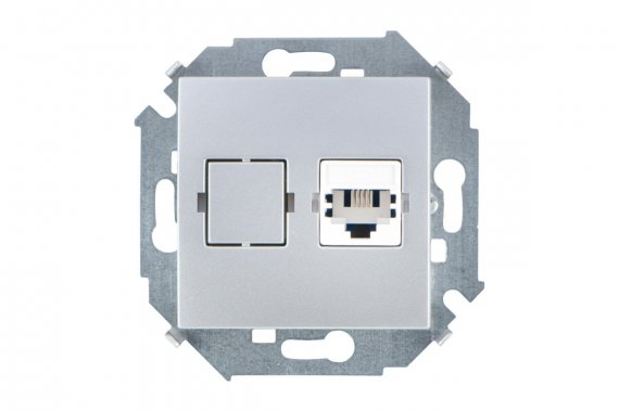 Фотография товара 'Simon 1591480-033 Розетка телефонная RJ11, алюминий, S15'