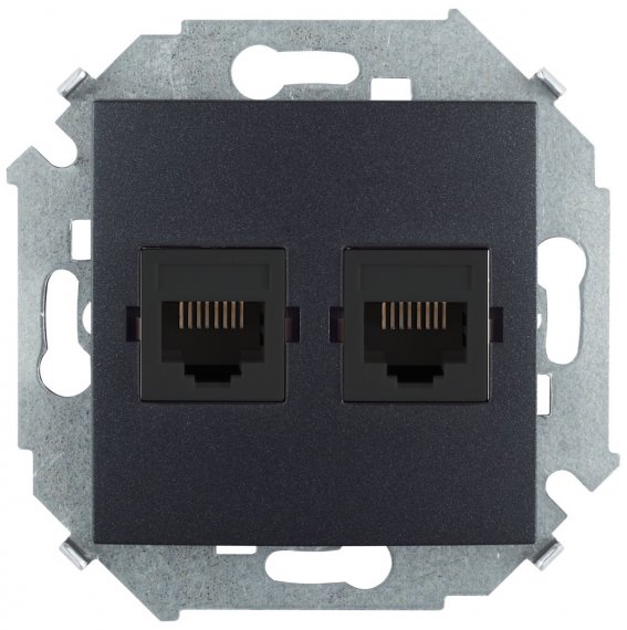 Фотография товара 'Simon 1591593-038 Розетка информационная 2xRJ45 Cat.6 UTP (Systimax)'