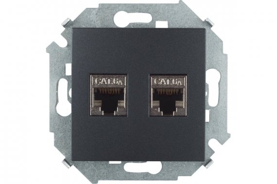 Фотография товара 'Simon 1591564-038 Розетка информационная 2xRJ45 Cat.6A FTP (AMP)'