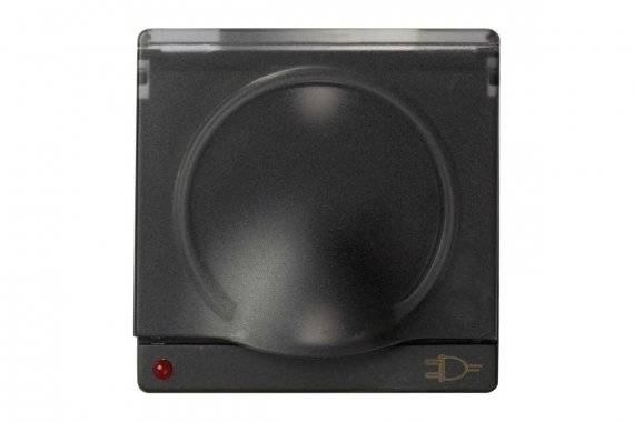 Фотография товара 'Simon 82099-38 Накладка с крышкой, шторками и индикатором для розетки Schuko 2Р+Е, графит, S82'