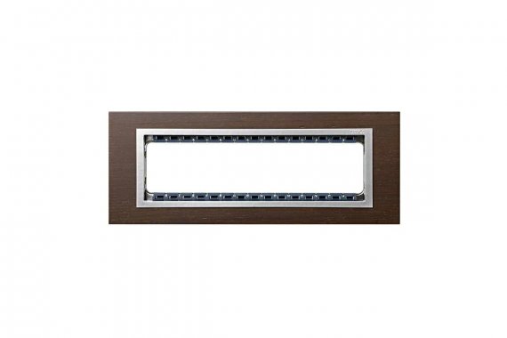 Фотография товара 'Simon 82987-65 Рамка на 8 узких мех-мов, дерево, венге/алюминий, S82Centr'