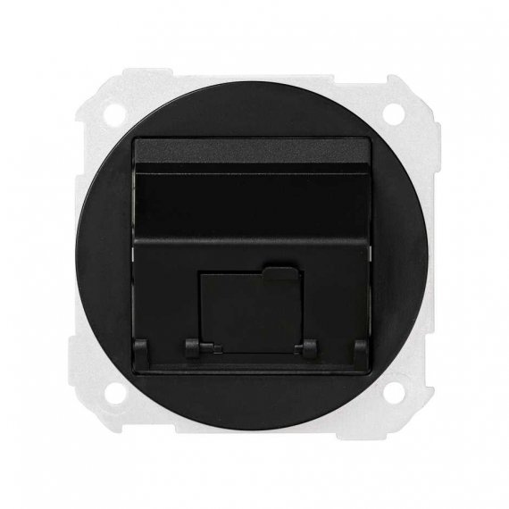 Фотография товара 'Simon 88081-38 Накладка наклонная со шторкой и суппортом на 1 разъем RJ45, графит, S88'