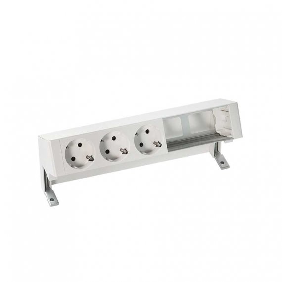 Фотография товара 'Simon 42503000-130 Настольный x5 розеточный блок, 3х2P+E, 2 пустых модуля'