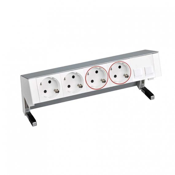 Фотография товара 'Simon 42502220-133 Настольный x5 розеточный блок, 2x2P+E, 2x2P+E UPS, 2хRJ45'