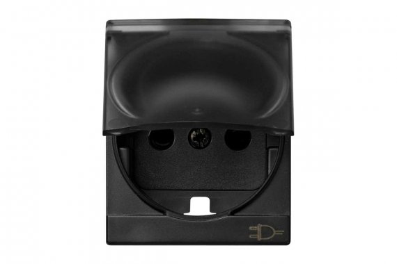 Фотография товара 'Simon 82090-58 Накладка с крышкой и шторками для розетки Schuko 2Р+Е, графит, S82Centr'