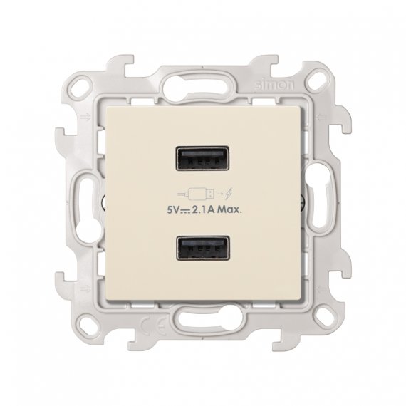 Фотография товара 'Simon 2411096-031 Зарядное устройство 2хUSB 10W, 230В'