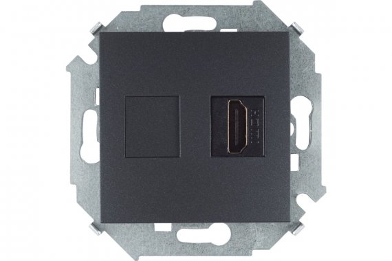 Фотография товара 'Simon 1591407-038 Розетка HDMI v1.4, графит, S15'