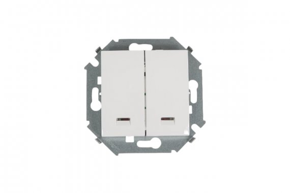 Фотография товара 'Simon 1591392-030 Двухклавишный выключатель с подсветкой, 16AX 250В'