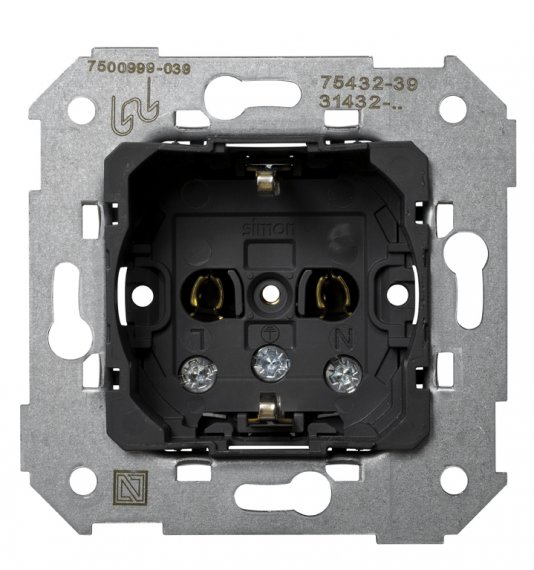 Фотография товара 'Simon 75432-39 Розетка с заземлением Schuko 2Р+Е, 16A 250В~, витн., S75'