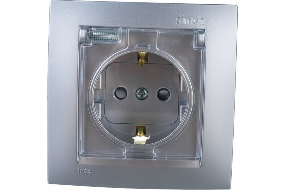 Фотография товара 'Simon 1590450-033 Розетка IP44 моноблок с крышкой и шторками Schuko 2Р+Е, 16A 250В'