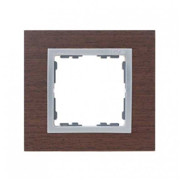 Фотография товара 'Simon 82917-65 Рамка на 1 пост, дерево, венге/алюминий, S82N'