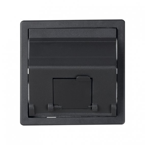 Фотография товара 'Simon 82578-38 Накладка наклонная с суппортом на 1 разъем RJ45 со шторкой, графит, S82'