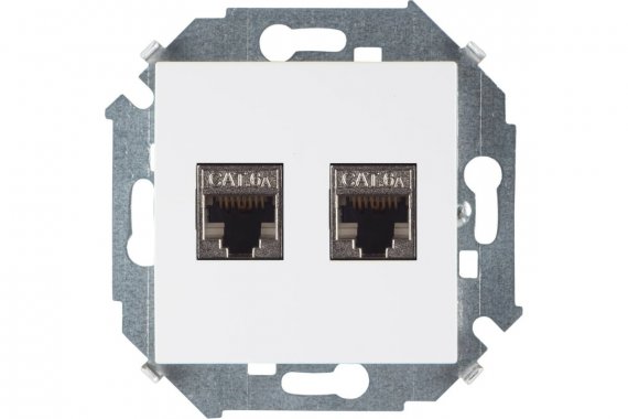 Фотография товара 'Simon 1591564-030 Розетка информационная 2xRJ45 Cat.6A FTP (AMP)'