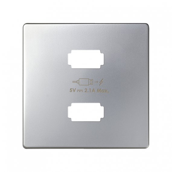 Фотография товара 'Simon 8221096-033 Накладка для заряд.устройства 2xUSB, алюминий, S82'