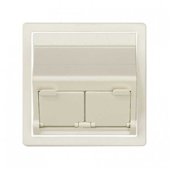 Фотография товара 'Simon 82579-31 Накладка наклонная с суппортом на 2 разъема RJ45 со шторками, сл.кость, S82'