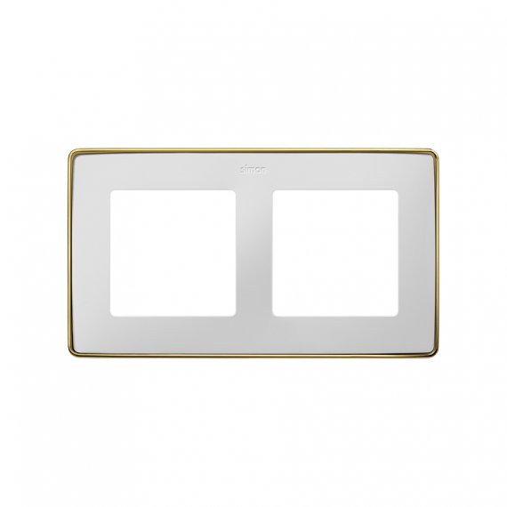 Фотография товара 'Simon 8201620-245 Рамка на 2 поста, белый/металл.золото, S82D'