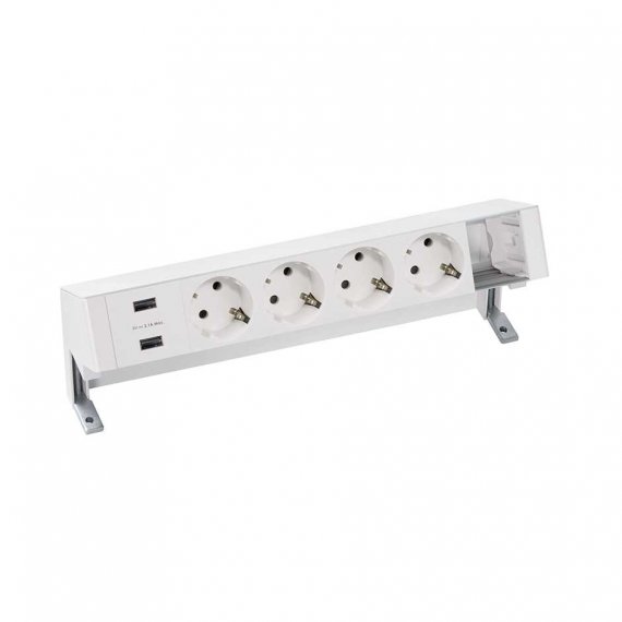 Фотография товара 'Simon 42624000-130 Настольный x6 розеточный блок, 4x2P+E, USB A+A з/у'