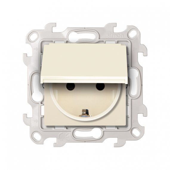 Фотография товара 'Simon 2450448-031 Розетка IP44 с крышкой и шторками Schuko 2Р+Е, 16A 250В'