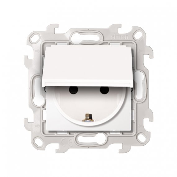 Фотография товара 'Simon 2450448-030 Розетка IP44 с крышкой и шторками Schuko 2Р+Е, 16A 250В'