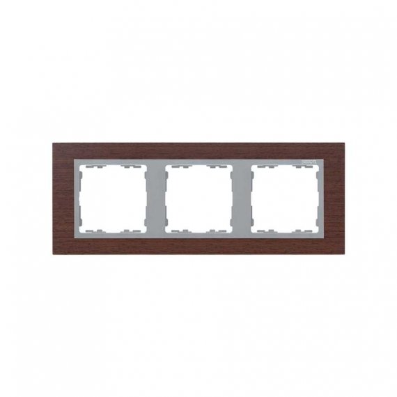 Фотография товара 'Simon 82937-65 Рамка на 3 поста, дерево, венге/алюминий, S82N'