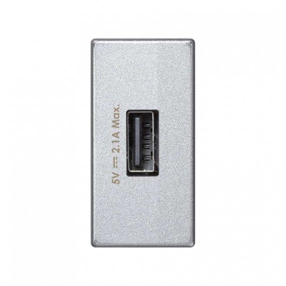 Фотография товара 'Simon K126D-8 Зарядное устройство узкое USB A 10W, 230В~, алюминий, K45, Connect'