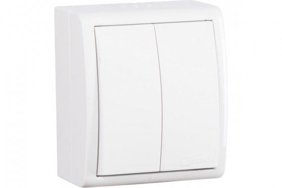 Фотография товара 'Simon 1594398-030 Двухклавишный выключатель IP54, 10AX 250В'