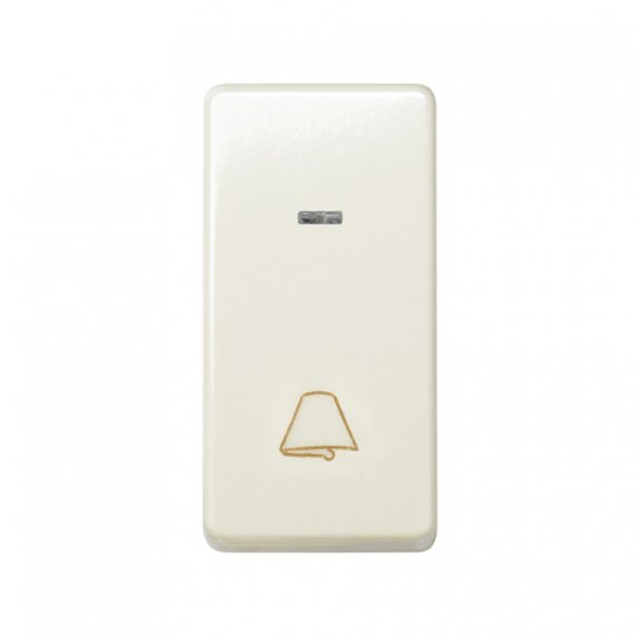 Фотография товара 'Simon 27160-61 Кнопочный выключатель с подсветкой и пикт."Звонок" узкий, 10A 250В'