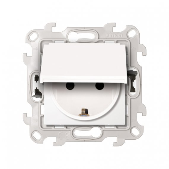 Фотография товара 'Simon 2420448-030 Розетка IP44 с крышкой и шторками Schuko 2Р+Е, 16A 250В'