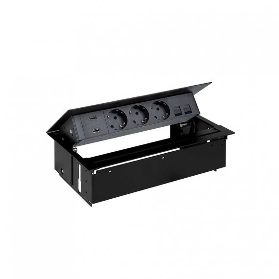 Фотография товара 'Simon 45523020-138 Врезной x5 розеточный блок, планка, 3x2P+E, USB A+A з/у, 2xRJ45'