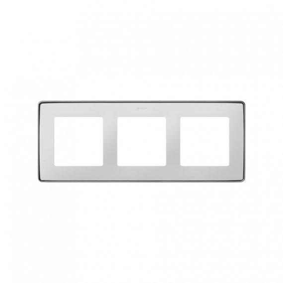 Фотография товара 'Simon 8201630-243 Рамка на 3 поста, белый/металл.алюминий, S82D'