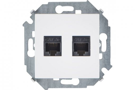 Фотография товара 'Simon 1591552-030 Розетка информационная 2xRJ45 Cat.5e UTP (AMP)'