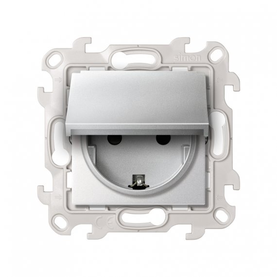 Фотография товара 'Simon 2450448-033 Розетка IP44 с крышкой и шторками Schuko 2Р+Е, 16A 250В'