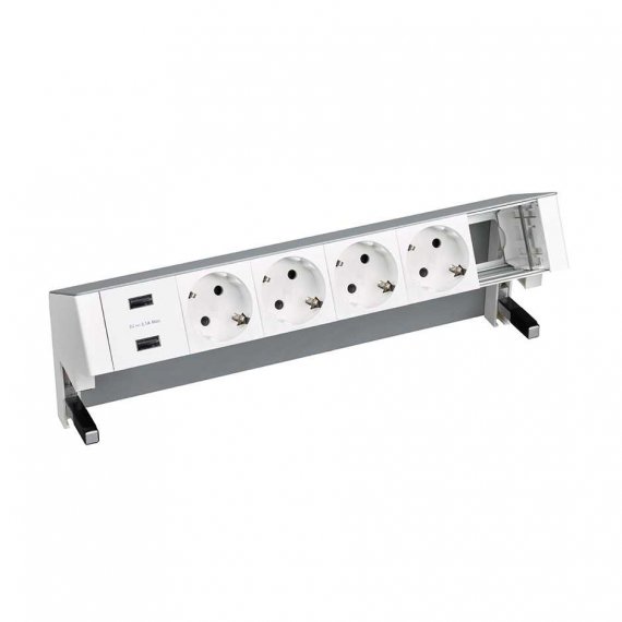 Фотография товара 'Simon 42624000-133 Настольный x6 розеточный блок, 4x2P+E, USB A+A з/у, 1 пустой модуль'