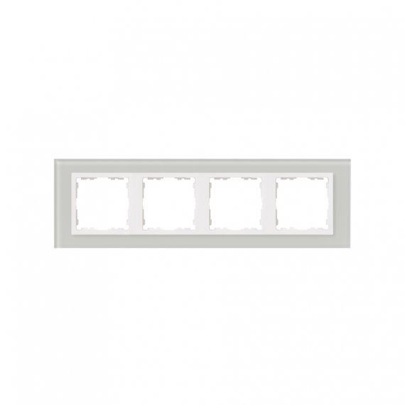 Фотография товара 'Simon 82647-60 Рамка на 4 поста, стекло, натуральный/белый, S82N'